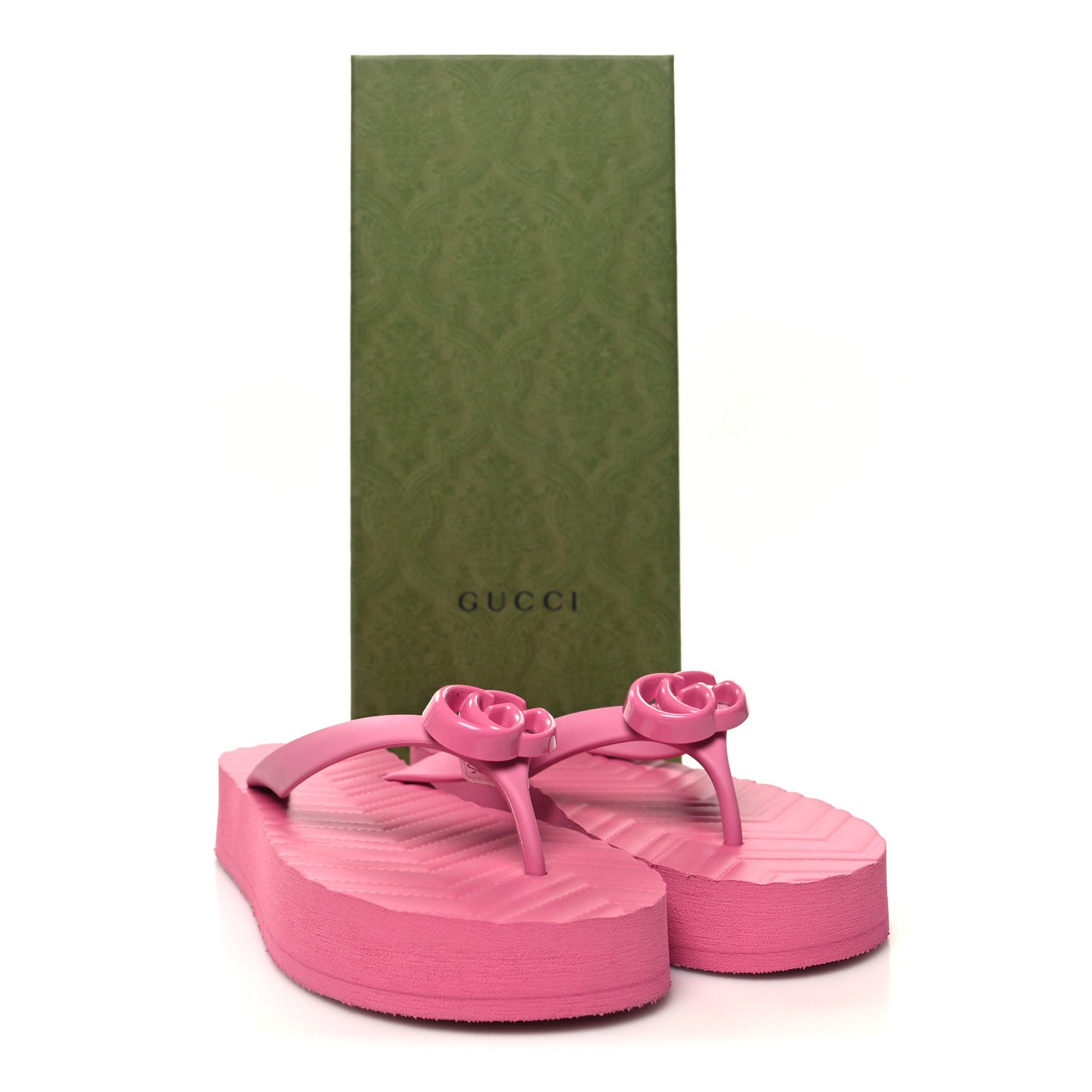 Rubber Chevron Womens GG Thong Sandals 37 Pink Tropical Flower