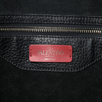 Valentino Garavani Grained Calfskin Rockstud Shoulder Tote Black 7 of 11