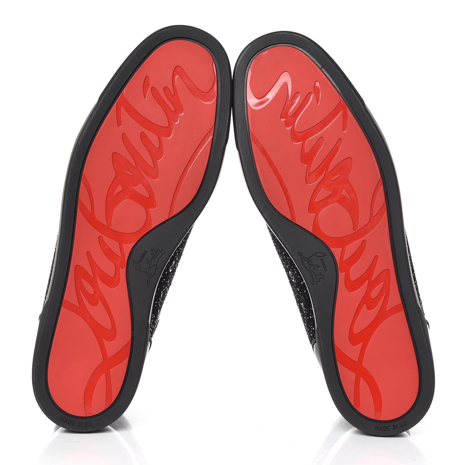 Christian Louboutin Crystal Veau Velours Patent Calfskin Mens Louis Orlato Flat Sneakers 44.5 Black 5 of 8