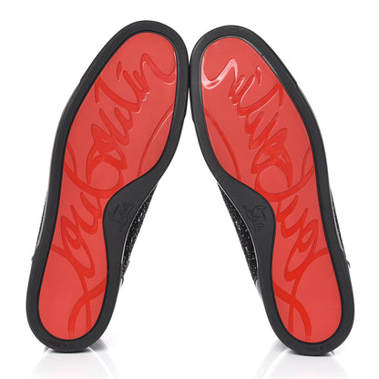 Christian Louboutin Crystal Veau Velours Patent Calfskin Mens Louis Orlato Flat Sneakers 44.5 Black 5 of 8