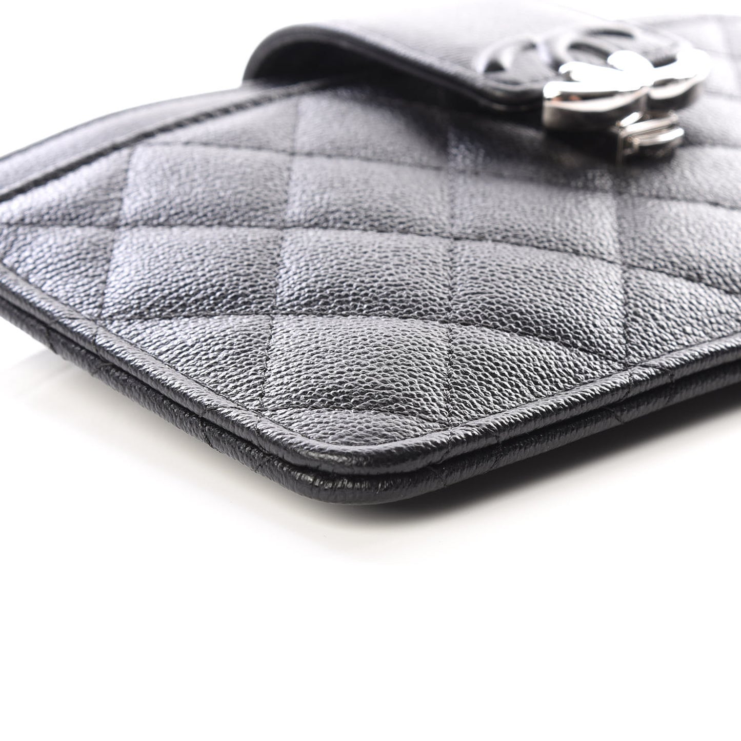 Caviar Quilted CC Box Strap Pouch Black