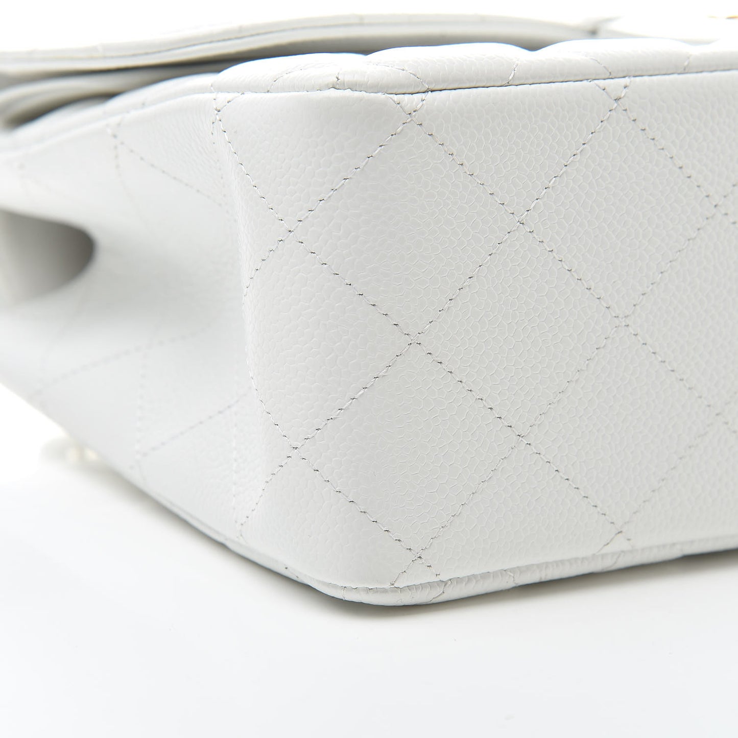 Caviar Quilted Jumbo Double Flap White