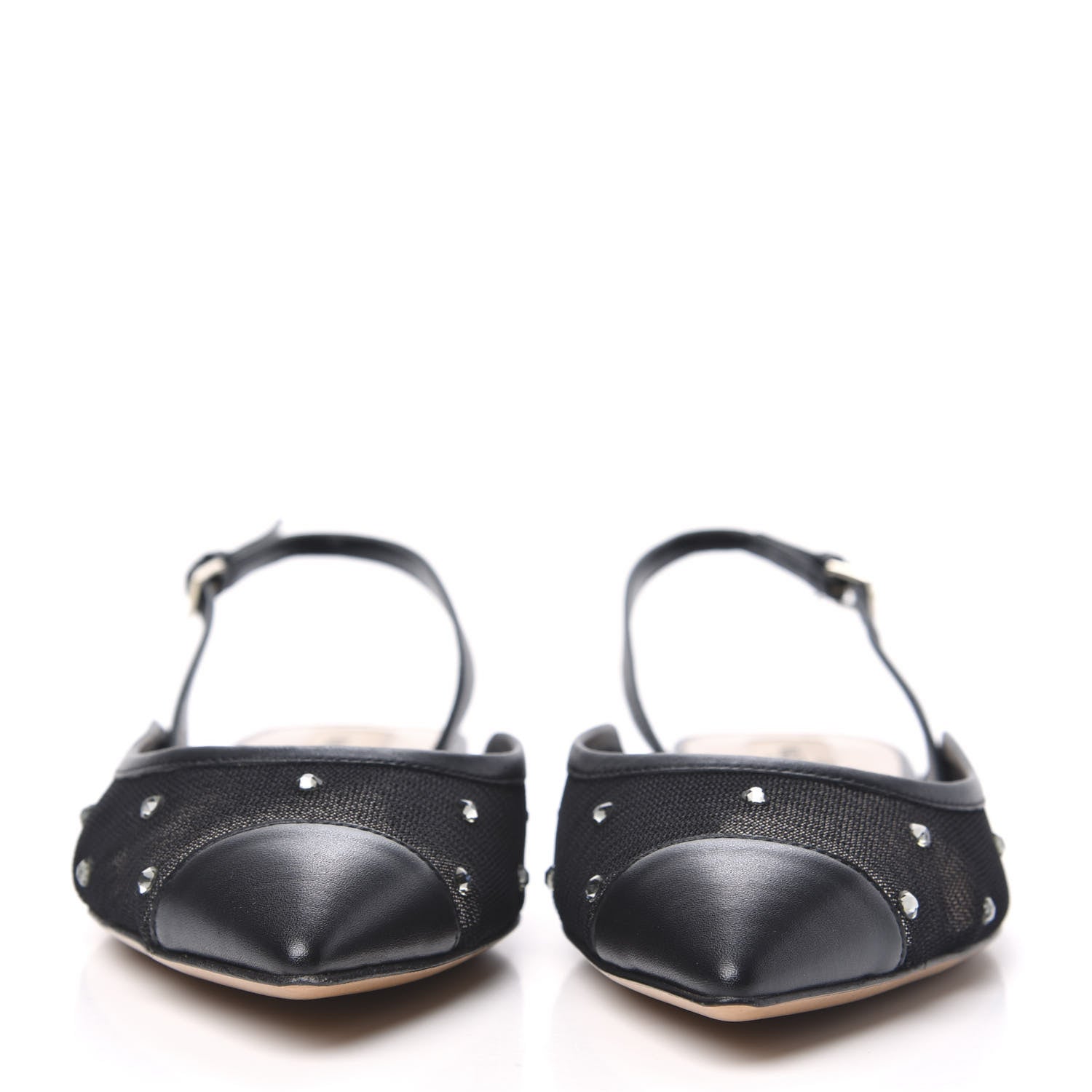 Valentino Garavani Mesh Shining Rockstud Slingback Flats 36 Black 2 of 9
