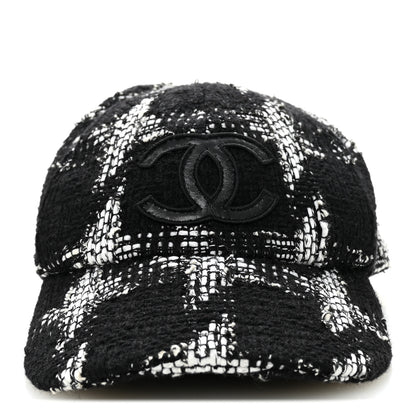 Chanel Tweed Cap Hat L  Black White 3 of 8