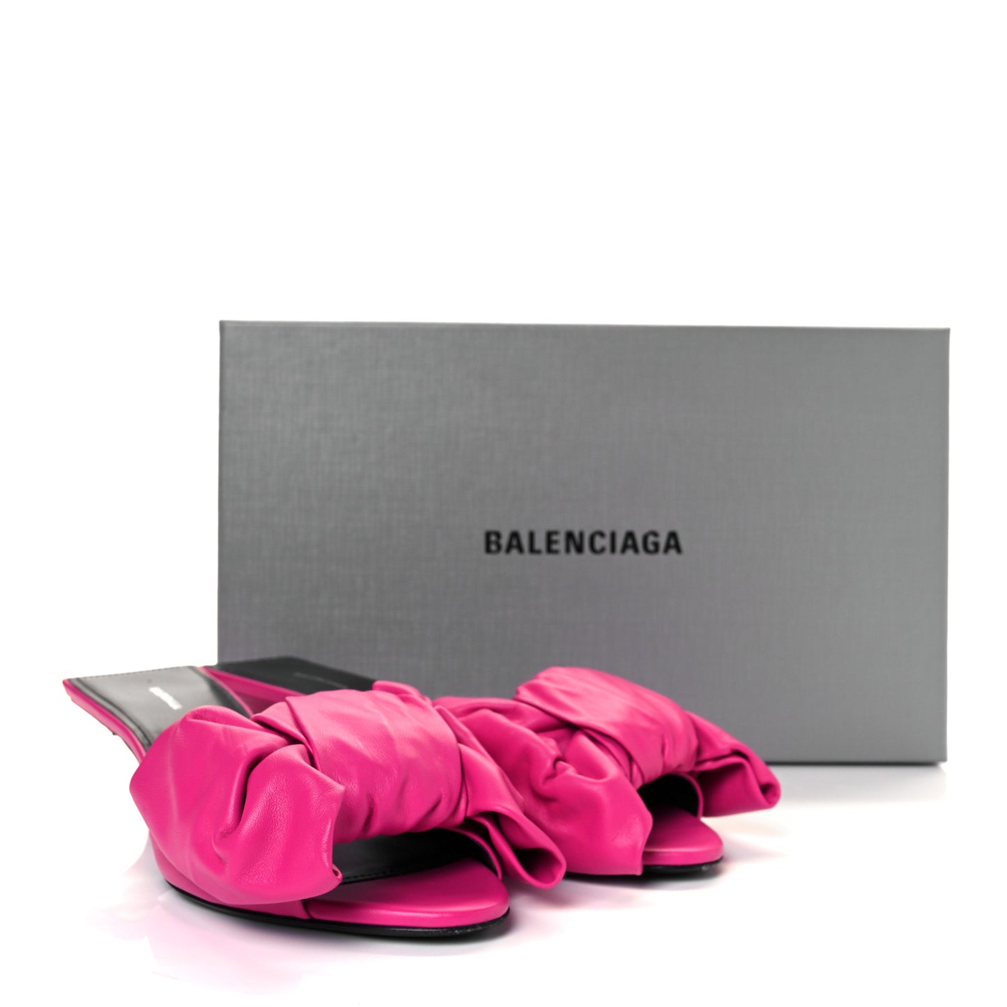 Soft Nappa Square Knife Bow Mule Sandals 39 Magenta Pink