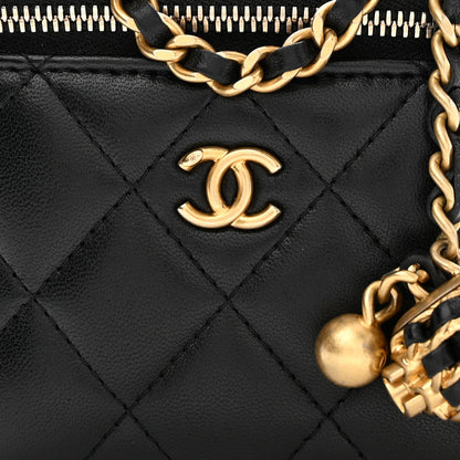 Chanel Lambskin Quilted Mini Pearl Crush Vanity Case With Chain Black 8 of 10