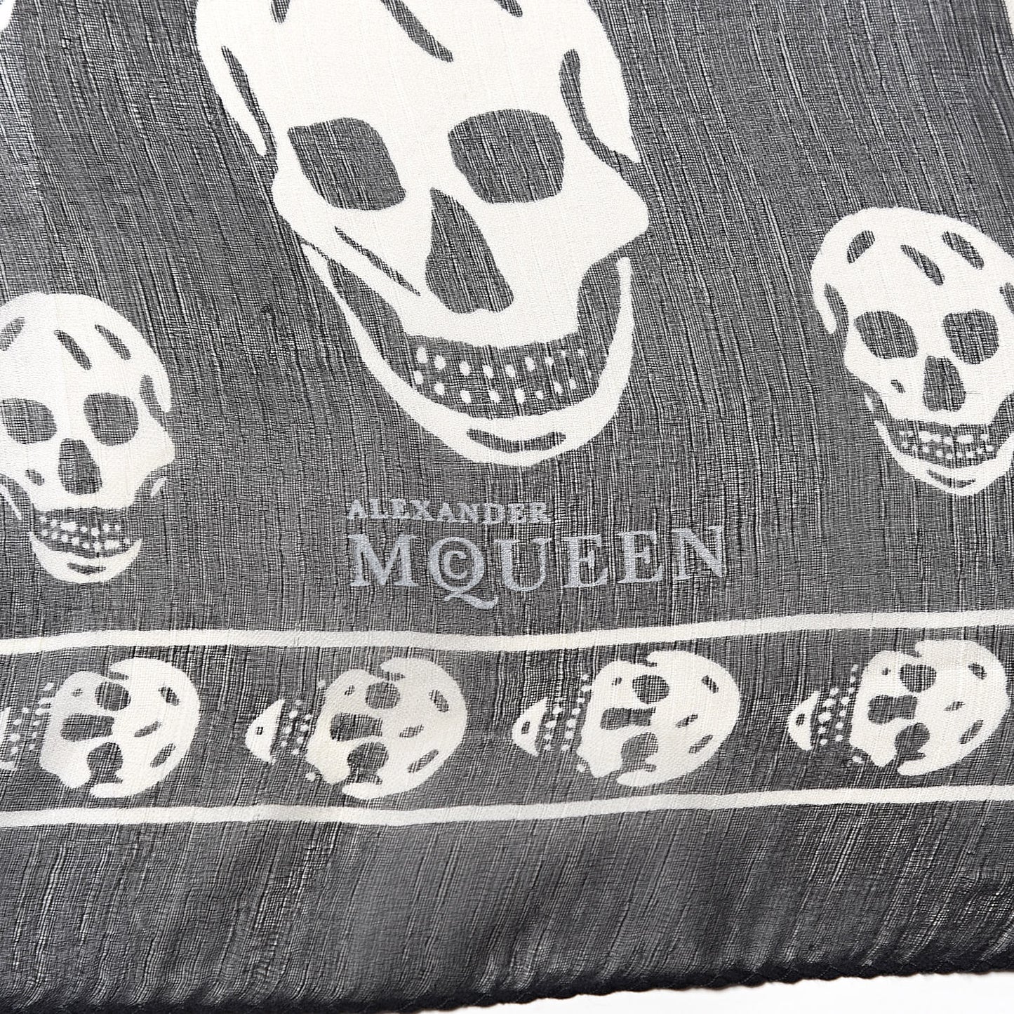 Silk Chiffon Skull Scarf Black Ivory