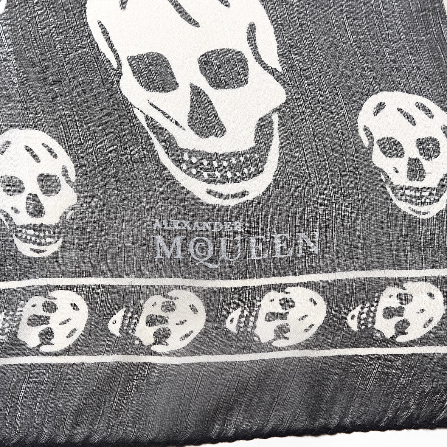Alexander McQueen Silk Chiffon Skull Scarf Black Ivory 5 of 5