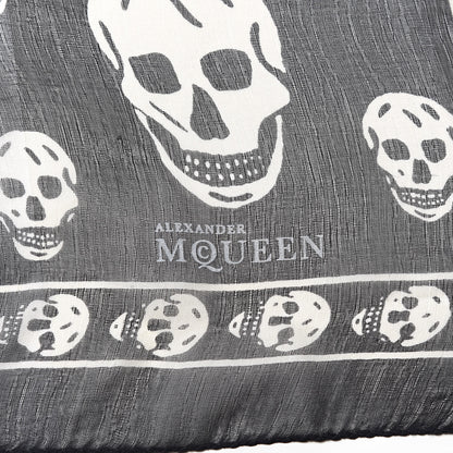 Alexander McQueen Silk Chiffon Skull Scarf Black Ivory 5 of 5