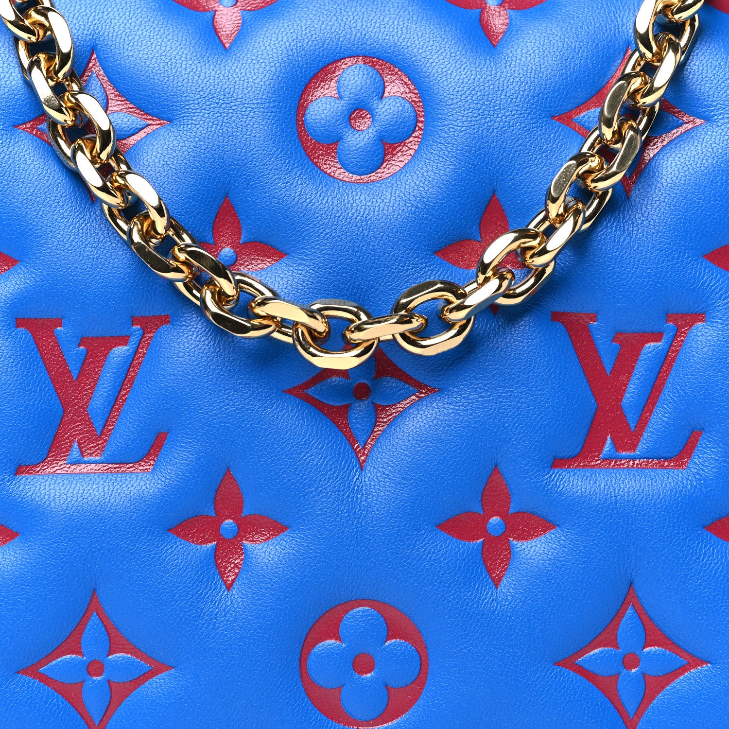 Louis Vuitton Lambskin Embossed Monogram Vuittamins Pochette Coussin Blue Red 7 of 10