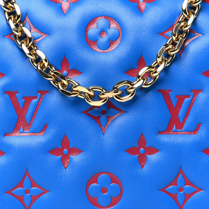 Louis Vuitton Lambskin Embossed Monogram Vuittamins Pochette Coussin Blue Red 7 of 10
