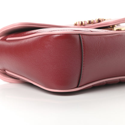 Gucci Azalea Calfskin Enamel Matelasse Diagonal Small Torchon GG Marmont Shoulder Bag New Cherry Red Wild Rose 9 of 11