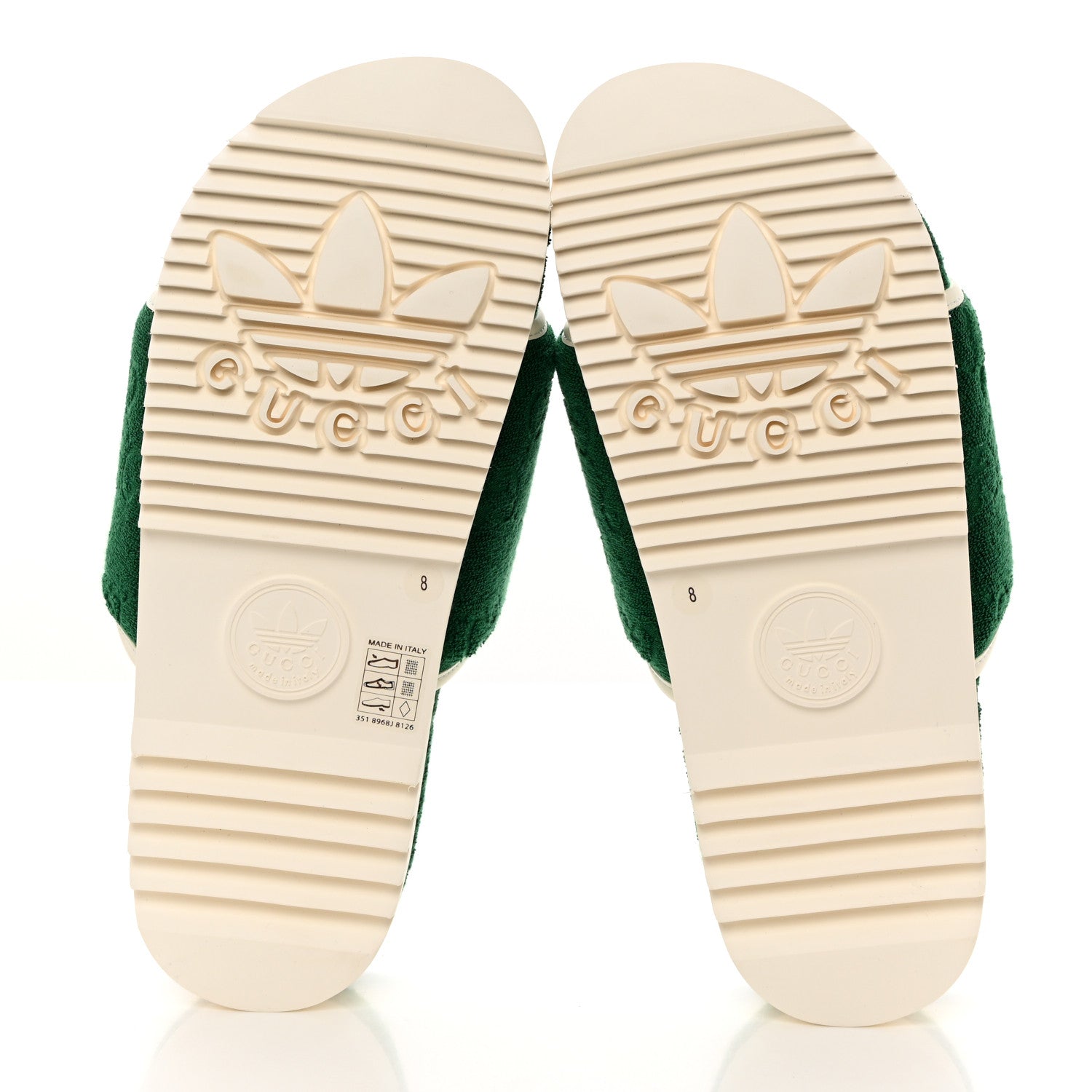 Gucci X ADIDAS Terry Cloth GG Monogram Mens Platform Sandals 8 Green 5 of 8