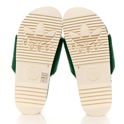 Gucci X ADIDAS Terry Cloth GG Monogram Mens Platform Sandals 8 Green 5 of 8