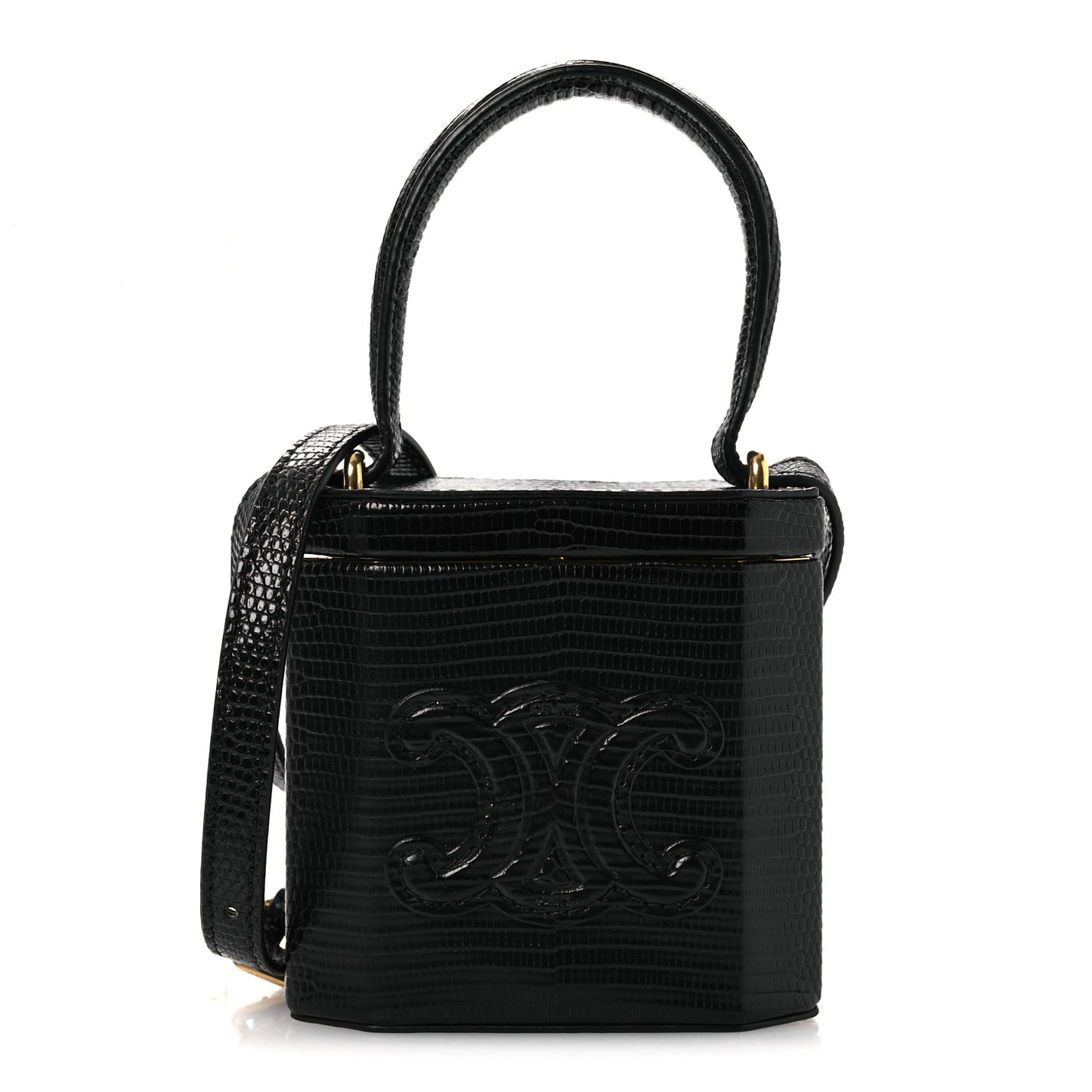 Lizard  Triomphe Mini Vanity Case Black