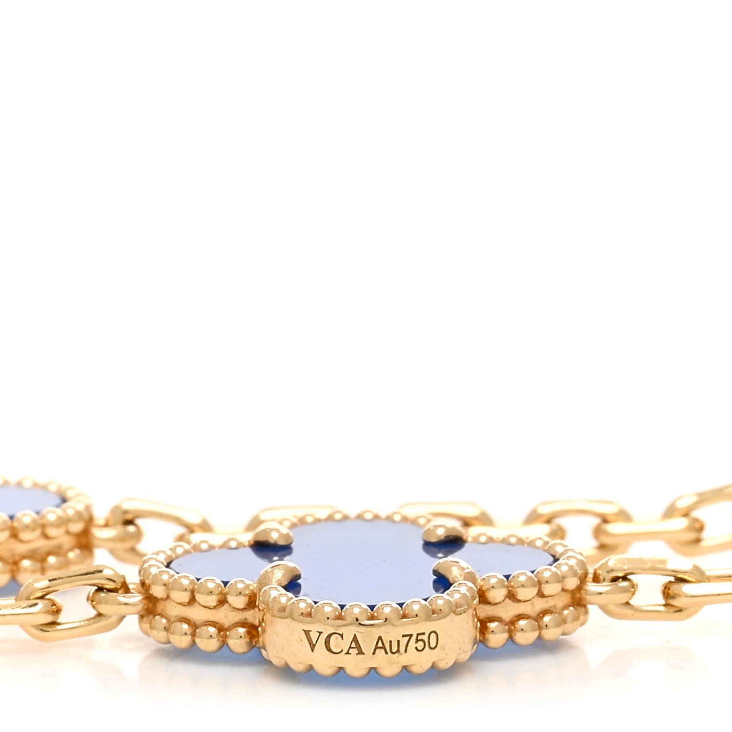Van Cleef & Arpels 18K Yellow Gold Blue Agate 5 Motifs Vintage Alhambra Bracelet 4 of 5