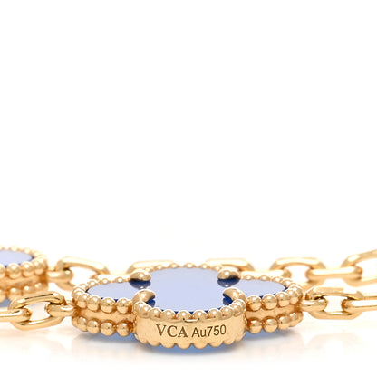 Van Cleef & Arpels 18K Yellow Gold Blue Agate 5 Motifs Vintage Alhambra Bracelet 4 of 5
