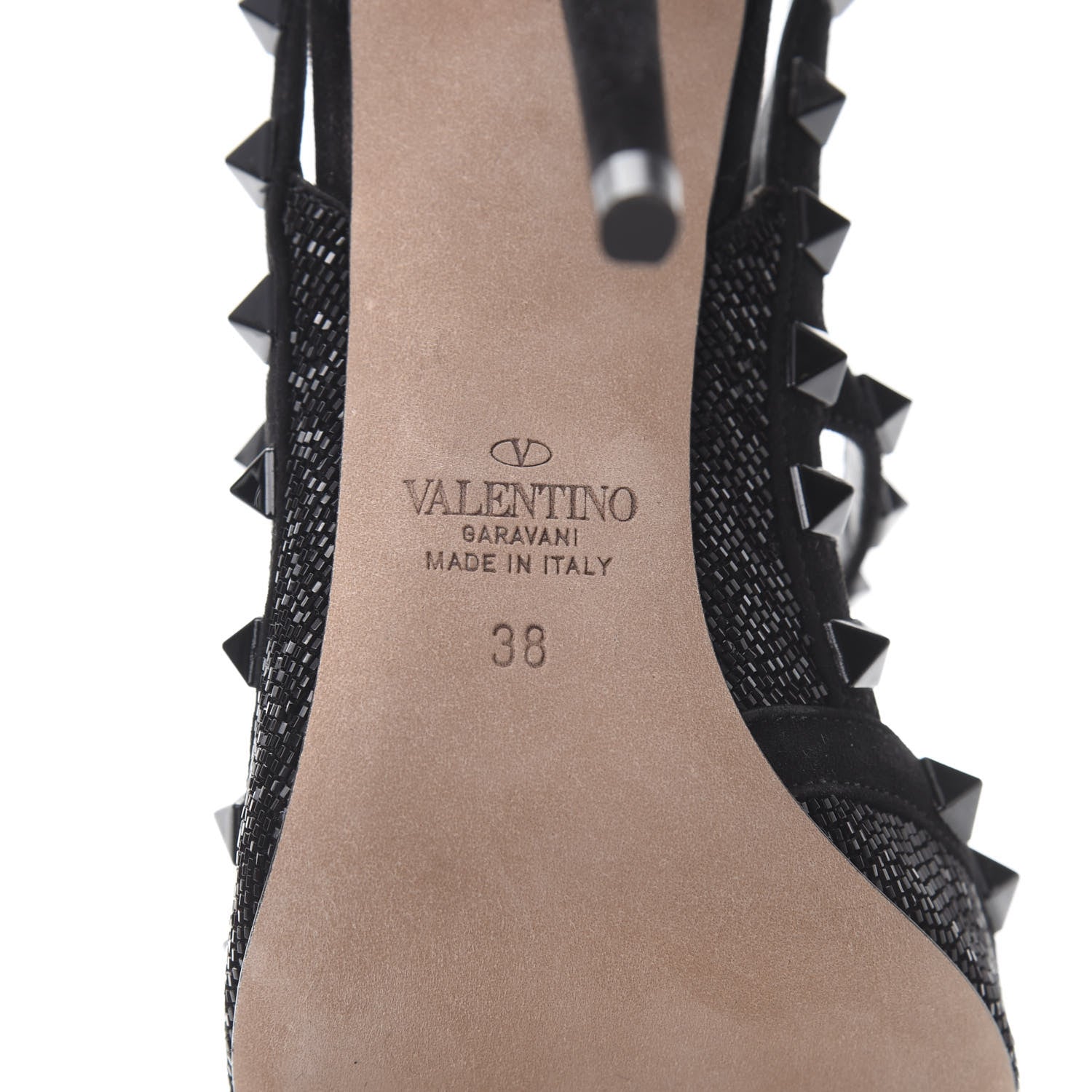 Valentino Garavani Suede Beaded Rockstud Ankle Strap 100mm Pumps 38 Black 7 of 11