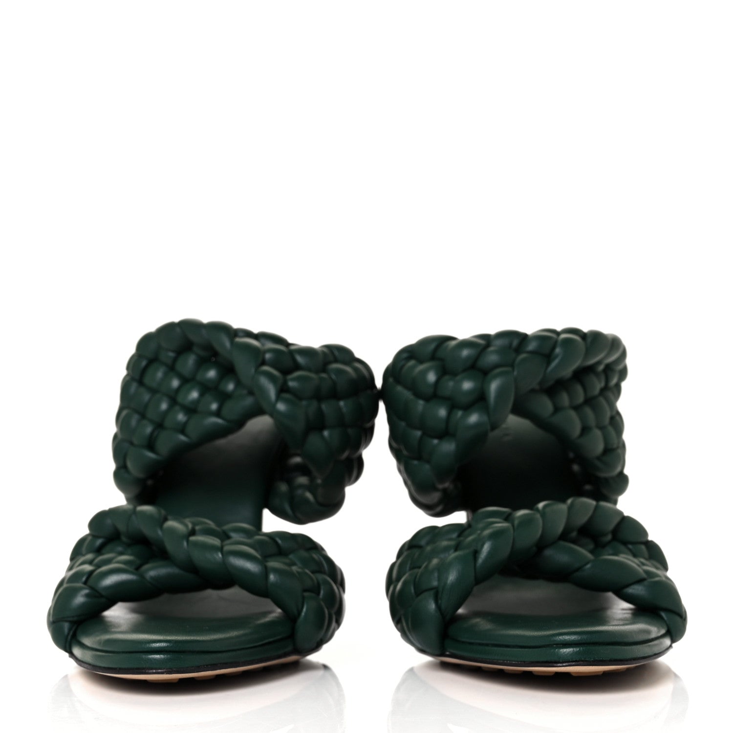 Bottega Veneta Nappa Twisted Padded Intrecciato Curve Slide Sandals 40 Vert Fonce 2 of 7
