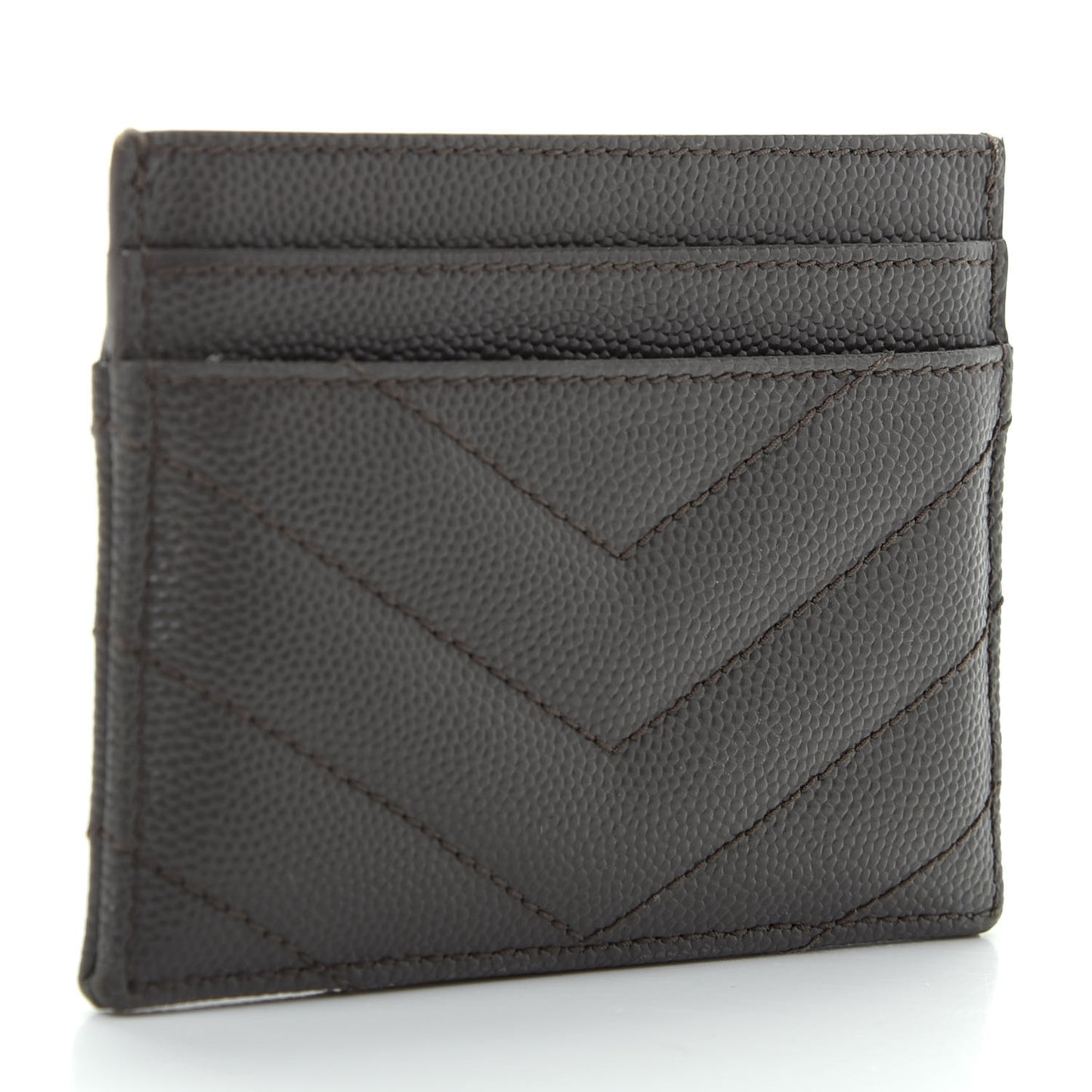 Grain De Poudre Matelasse Chevron Monogram Credit Card Case Coal