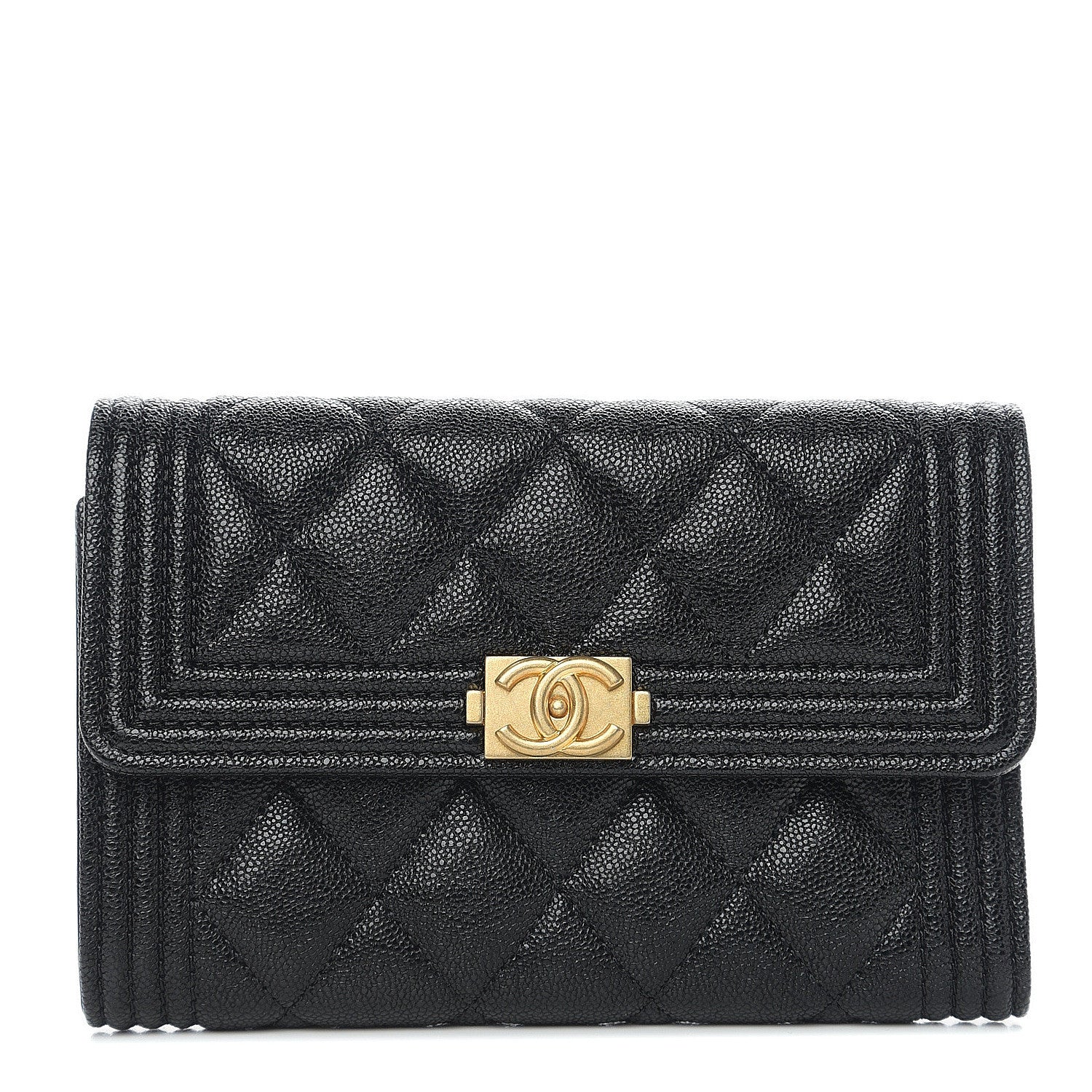 Chanel Caviar Quilted Medium Boy Flap Wallet Black 1 of 7
