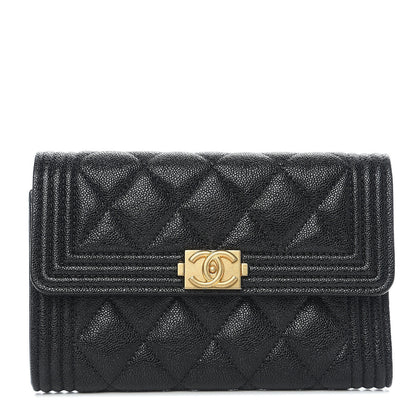 Chanel Caviar Quilted Medium Boy Flap Wallet Black 1 of 7