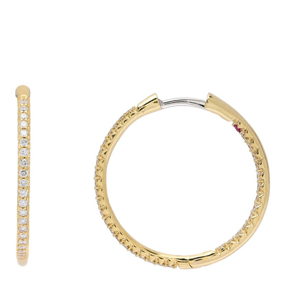 Roberto Coin 18K Yellow Gold Diamond .58ctw Micro Pave Hoop Earrings 1 of 5
