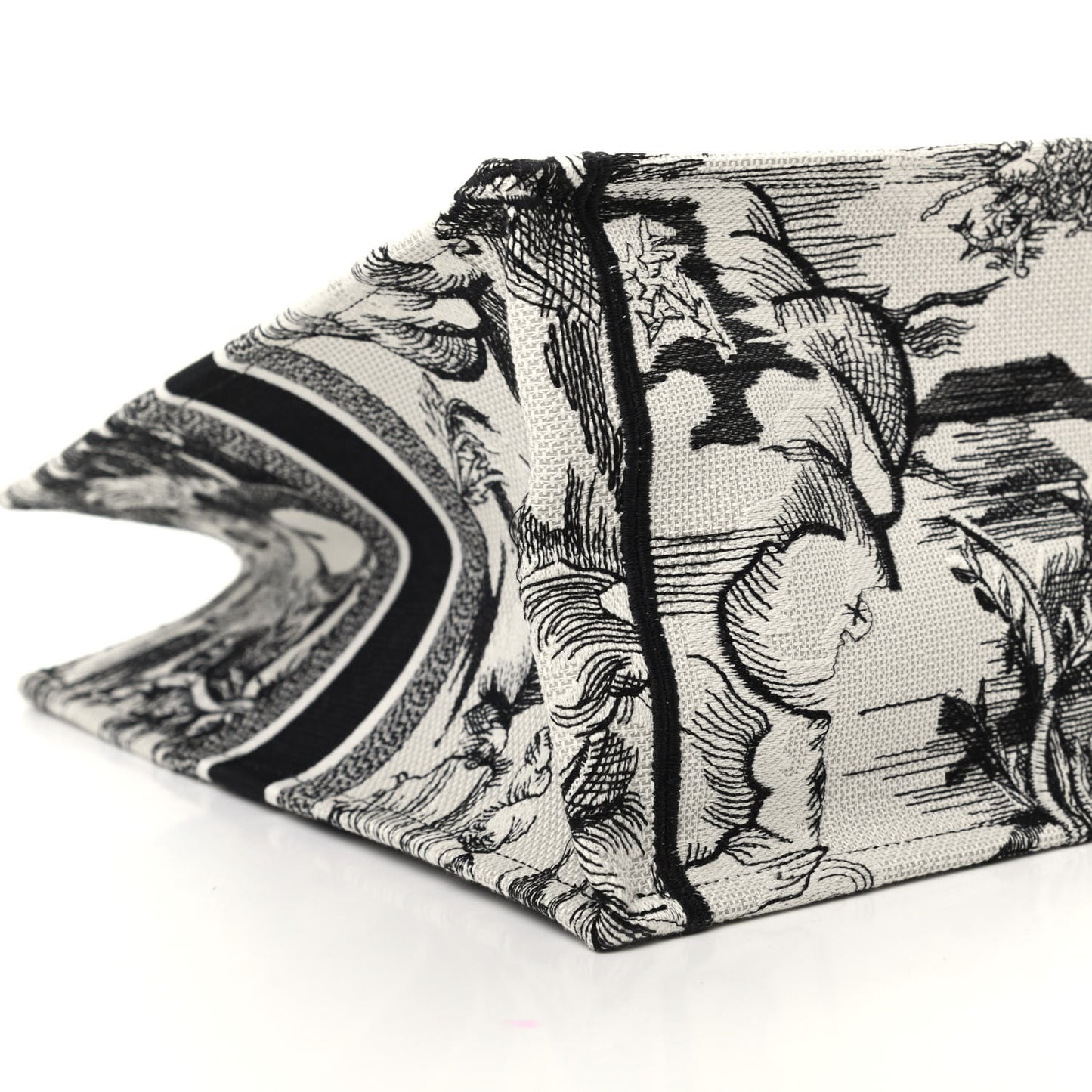 Canvas Embroidered Toile De Jouy Book Tote White Black