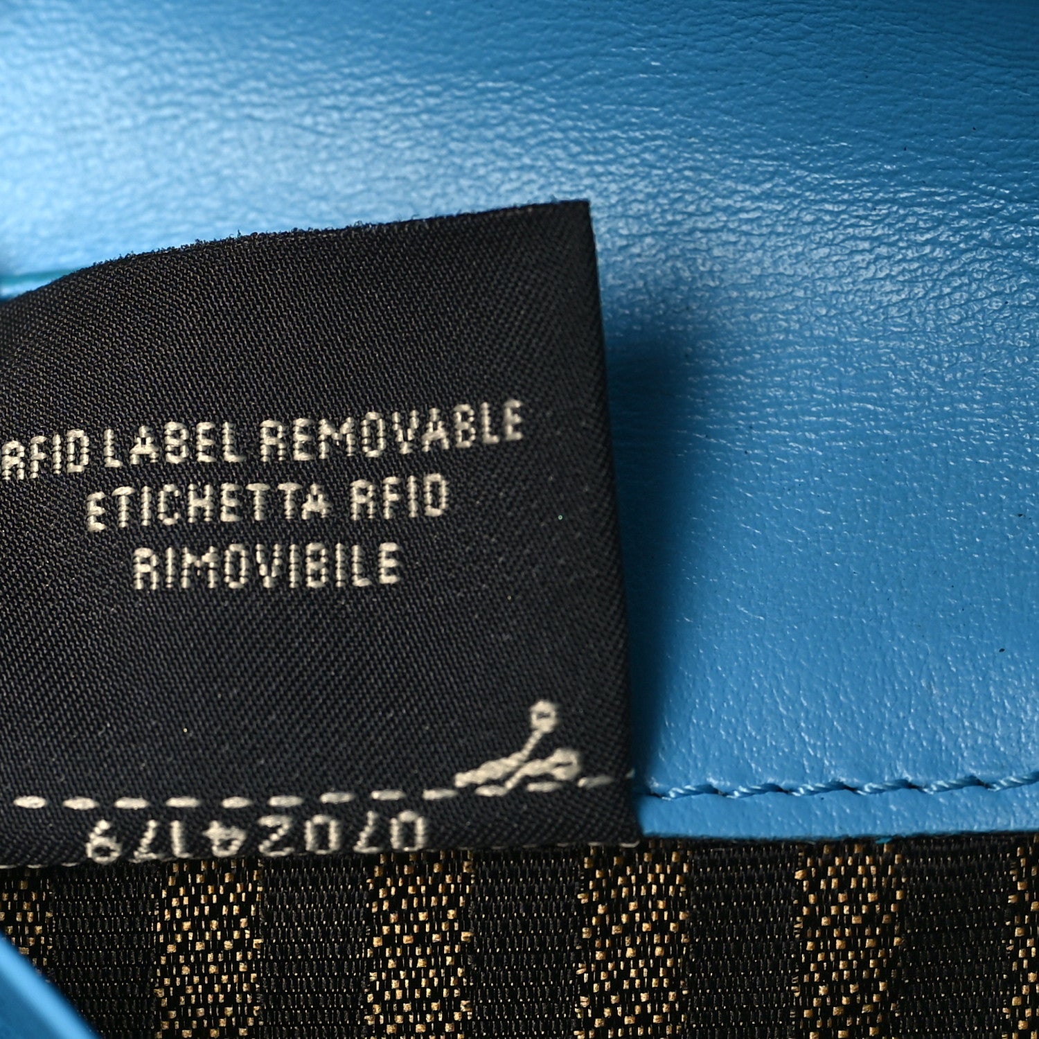 Fendi X SARAH COLEMAN Vitello Liberty Ceylon Micro FF Fish Eye Embossed Continental Envelope Wallet On Chain Multicolor Cyber Blue 7 of 9
