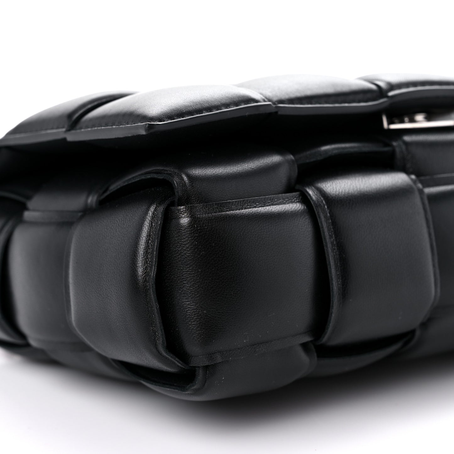 Lambskin Maxi Intreccio Padded Chain Cassette Crossbody Bag Black