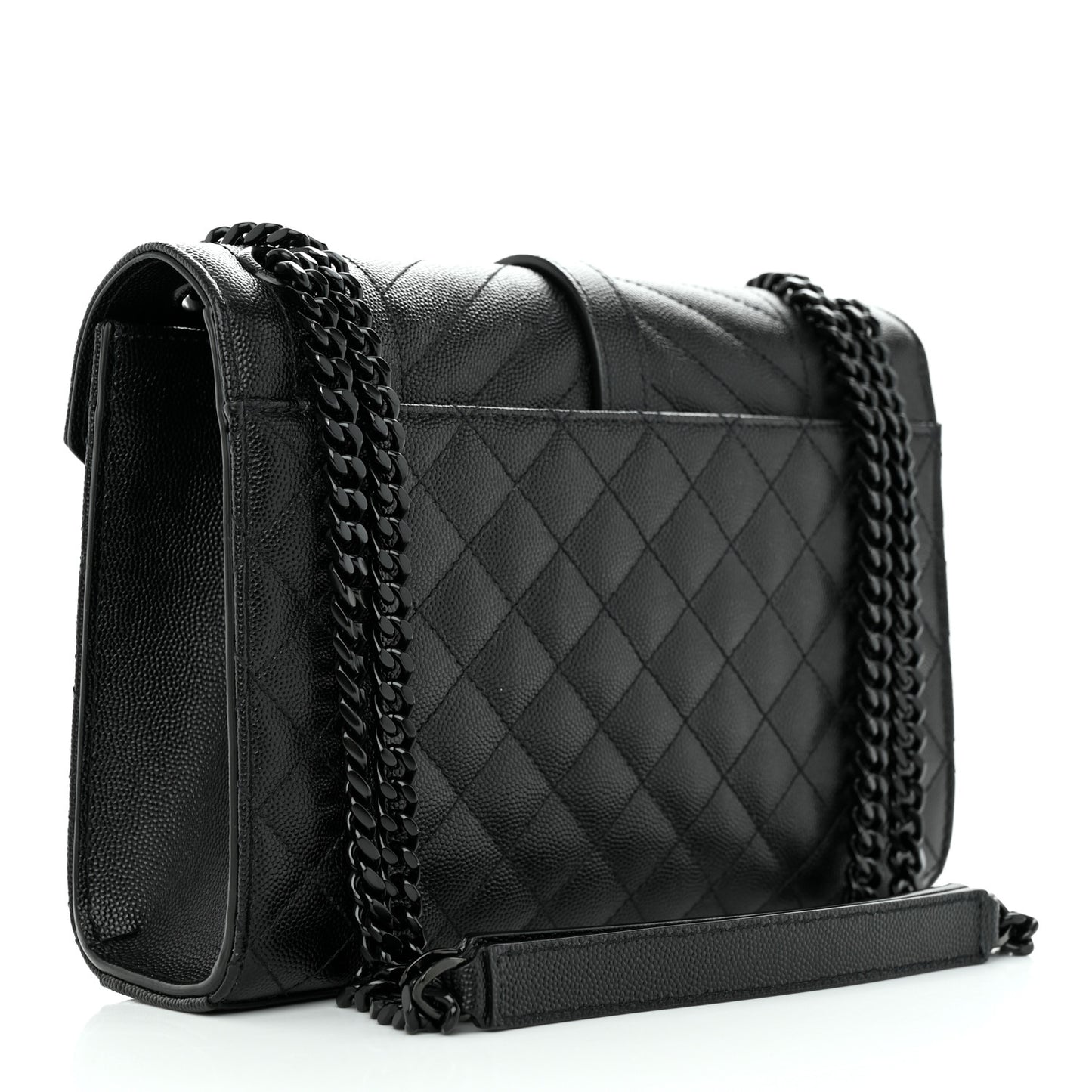 Grain De Poudre Textured Mixed Matelasse Triquilt Medium Monogram Monochrome Satchel Black
