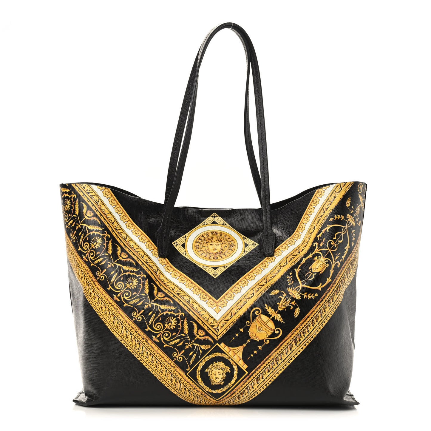Barocco Printed Tote Black Gold