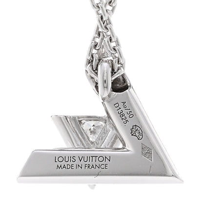 Louis Vuitton 18K White Gold Diamond Small LV Volt One Pendant Necklace 4 of 5