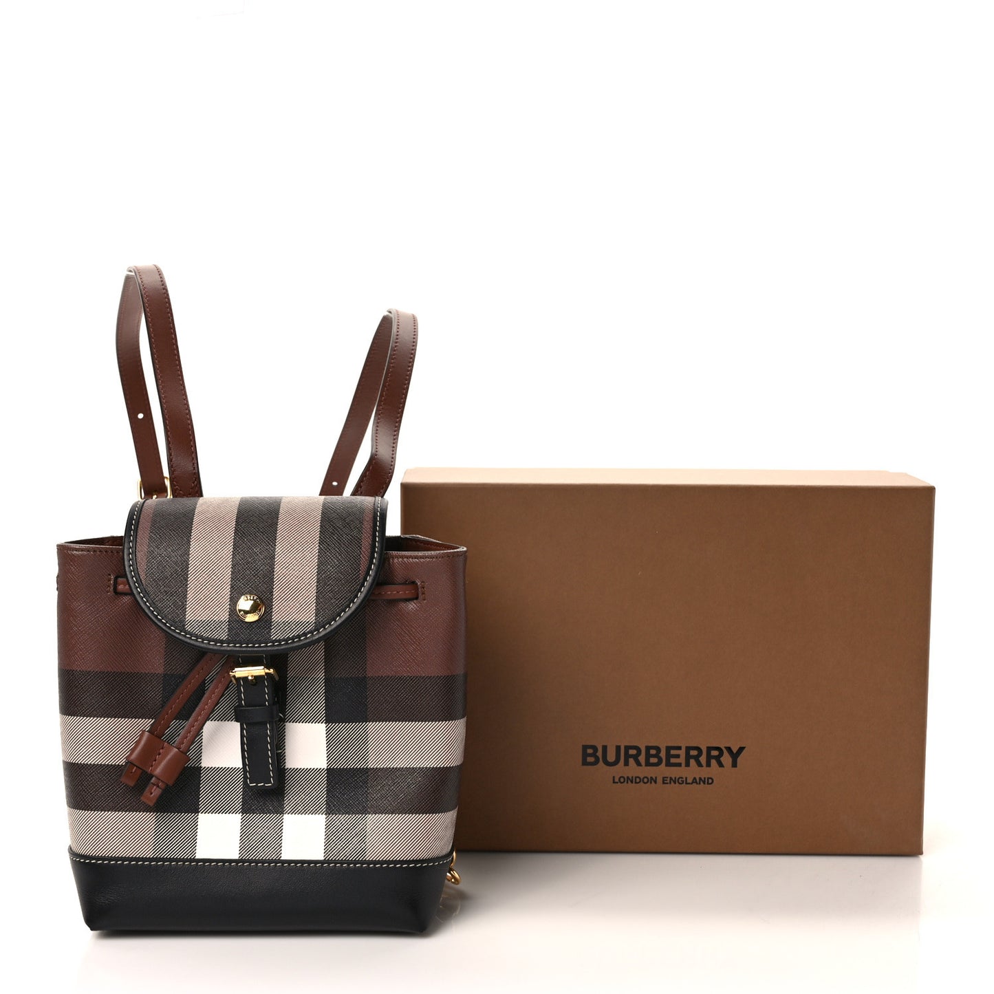 House Check Canvas Calfskin Micro Backpack Dark Birch Brown