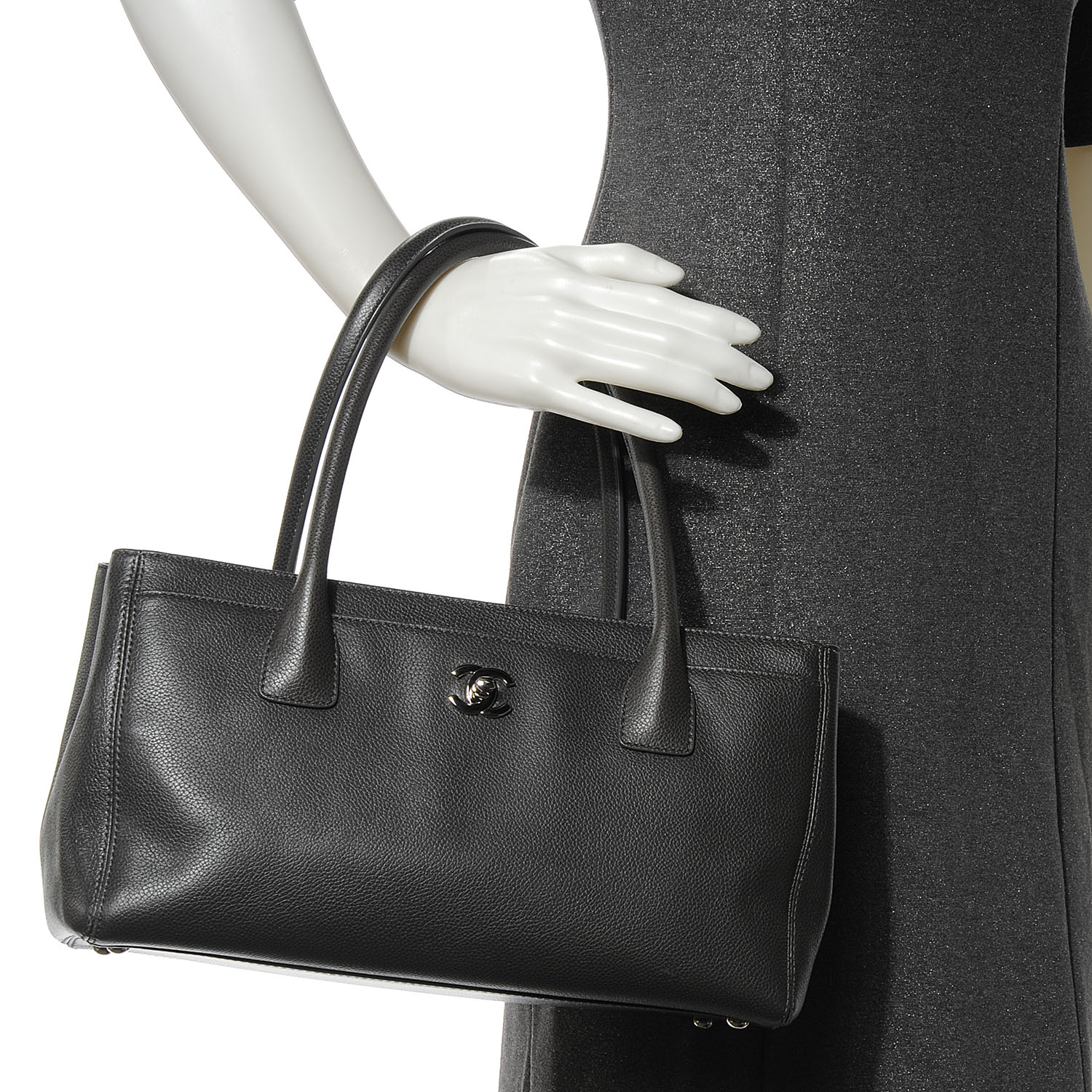 Chanel Calfskin Small Cerf Shopper Tote Dark Grey 2 of 7