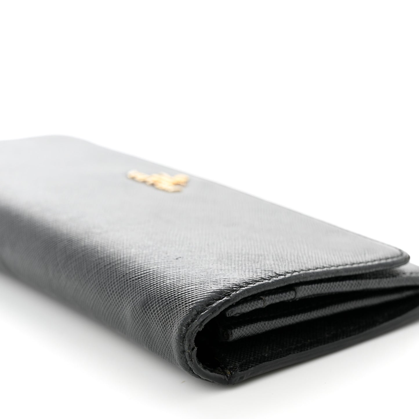 Saffiano Metal Oro Chain Wallet Black
