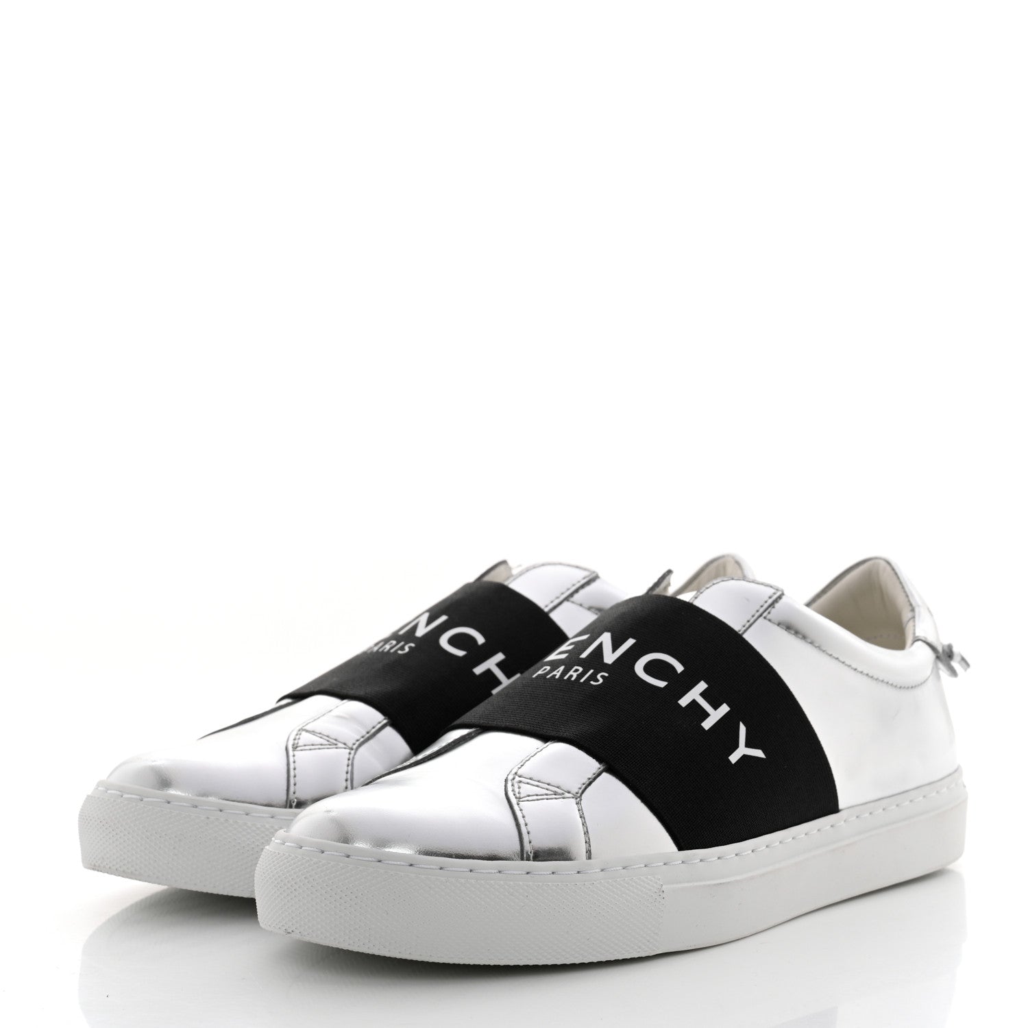 Givenchy Calfskin Band Logo Womens Urban Street Sneakers 38 Silvery 3 of 9