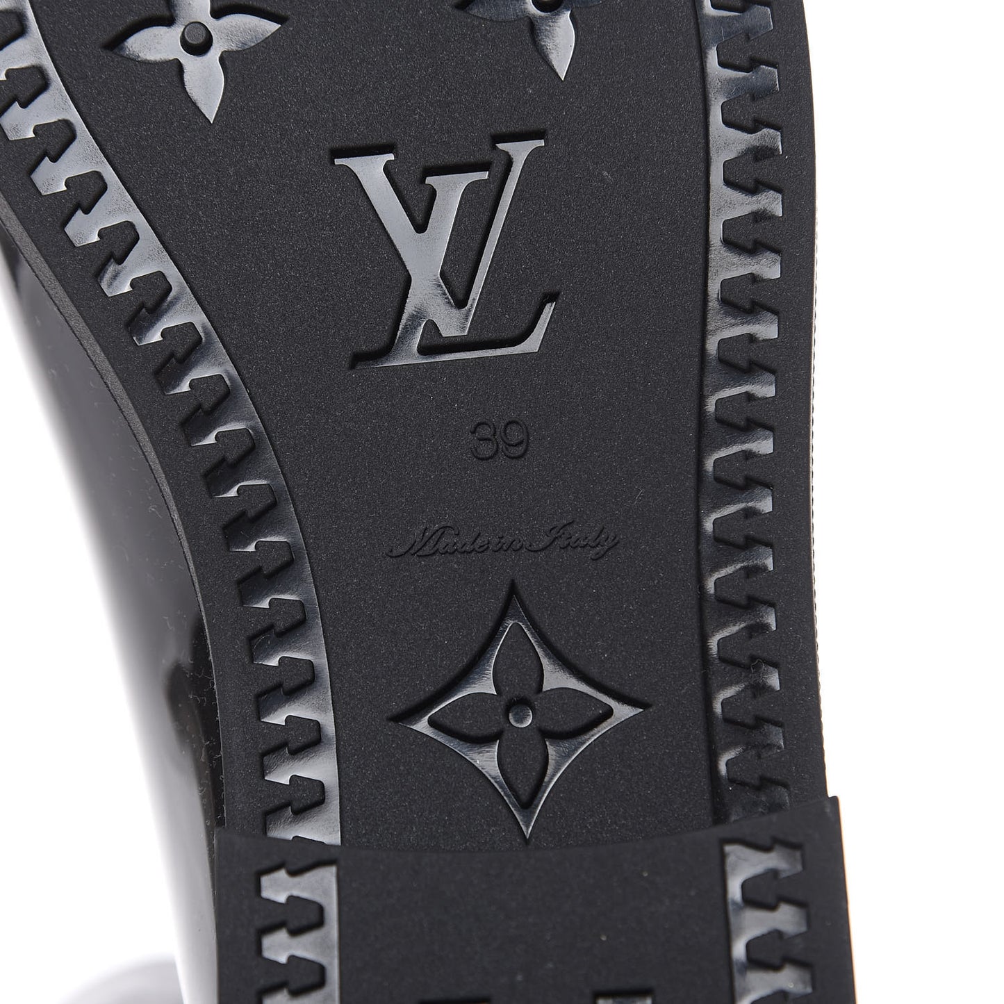 Rubber Embossed Monogram Drops High Rain Boots 39 Black