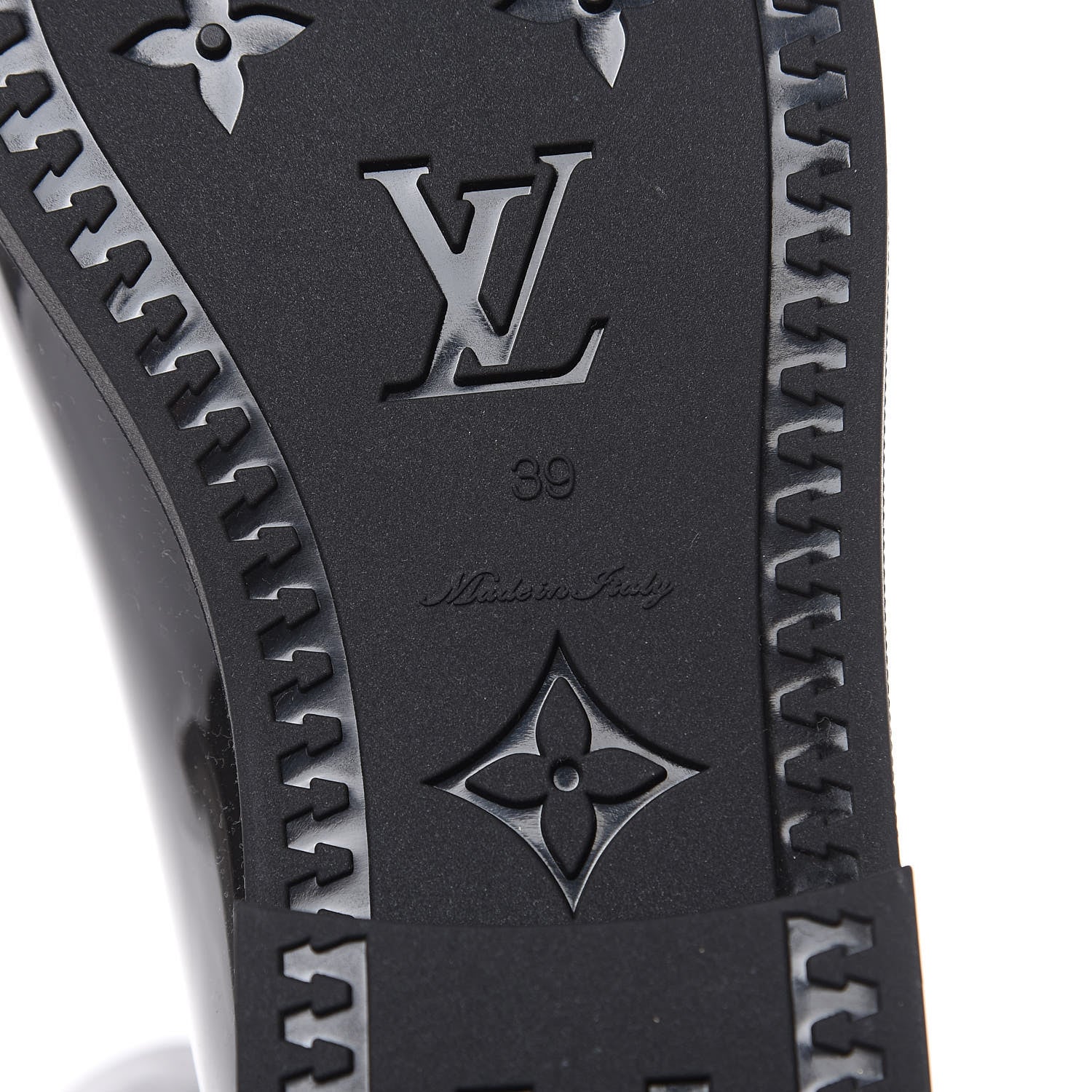 Louis Vuitton Rubber Embossed Monogram Drops High Rain Boots 39 Black 6 of 9