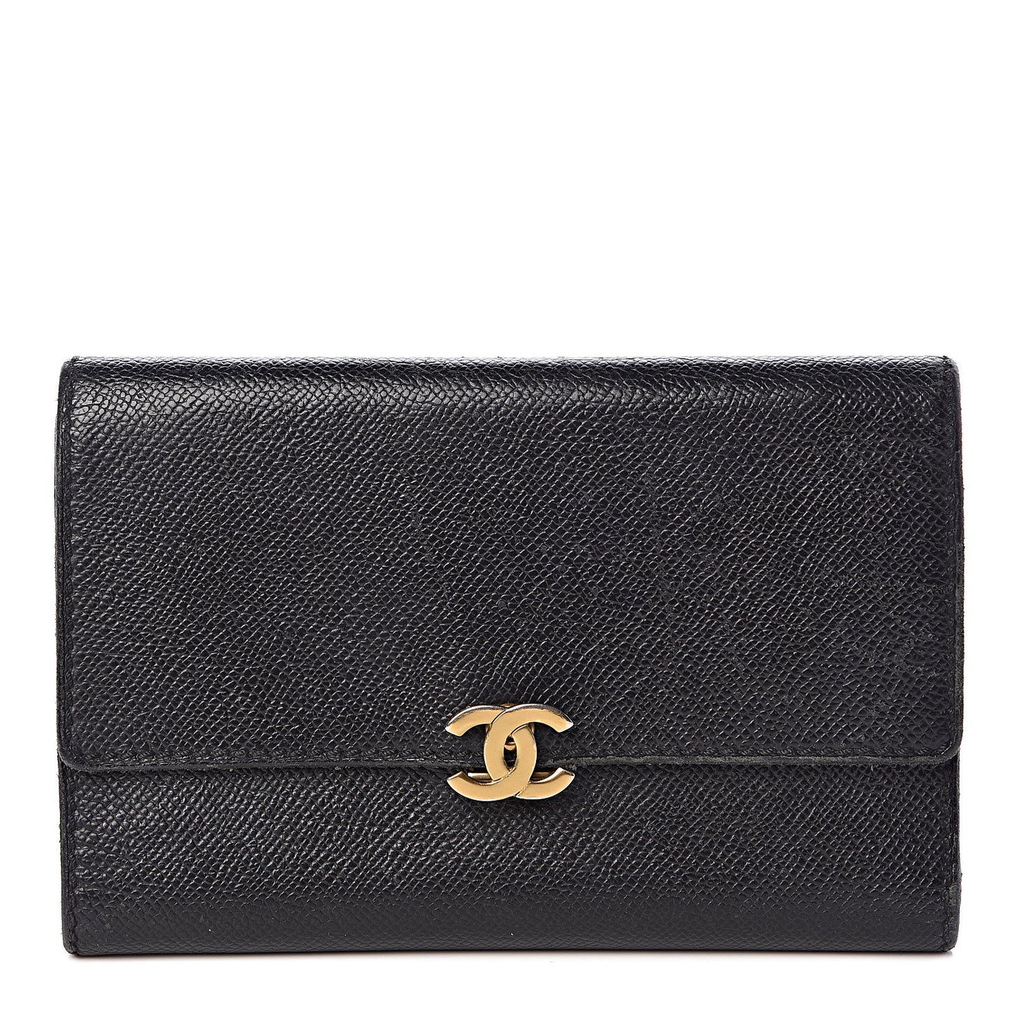 Caviar CC Large Flap Wallet Black