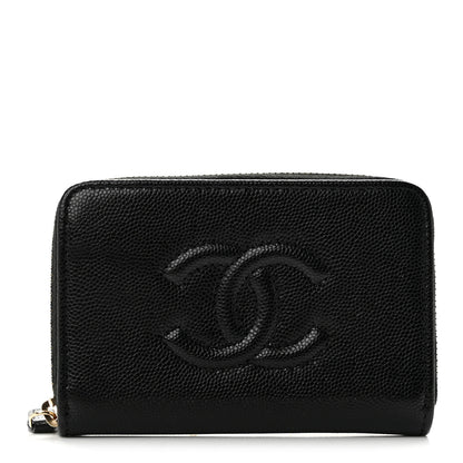Chanel Caviar Timeless CC Zip Around Coin Purse Black 1 of 7