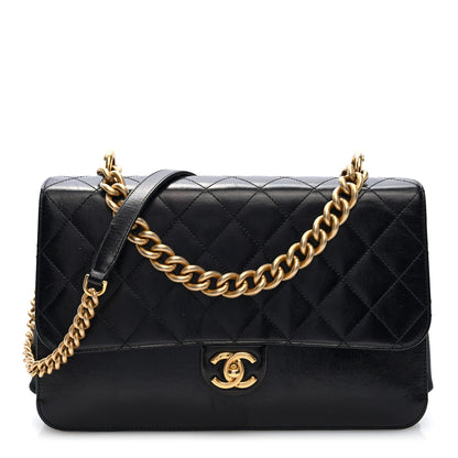 Chanel Iridescent Calfskin Quilted Straight Lined Flap Black 1 of 10