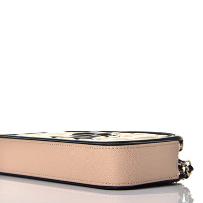 Chanel Caviar Quilted CC Filigree Clutch With Chain Beige Black 8 of 9