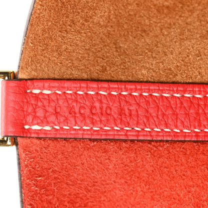 Hermes Taurillon Clemence Casaque Picotin Lock 22 MM Gold Rouge De Coeur 7 of 10