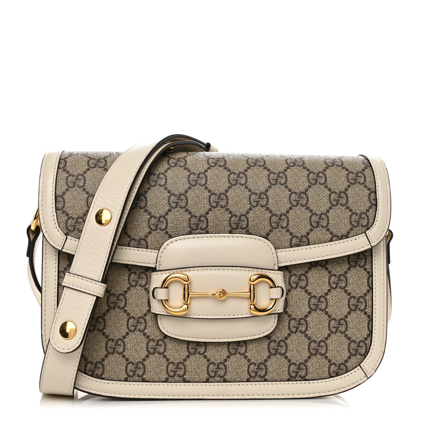 GG Supreme Monogram Horsebit 1955 Shoulder Bag Beige Mystic White