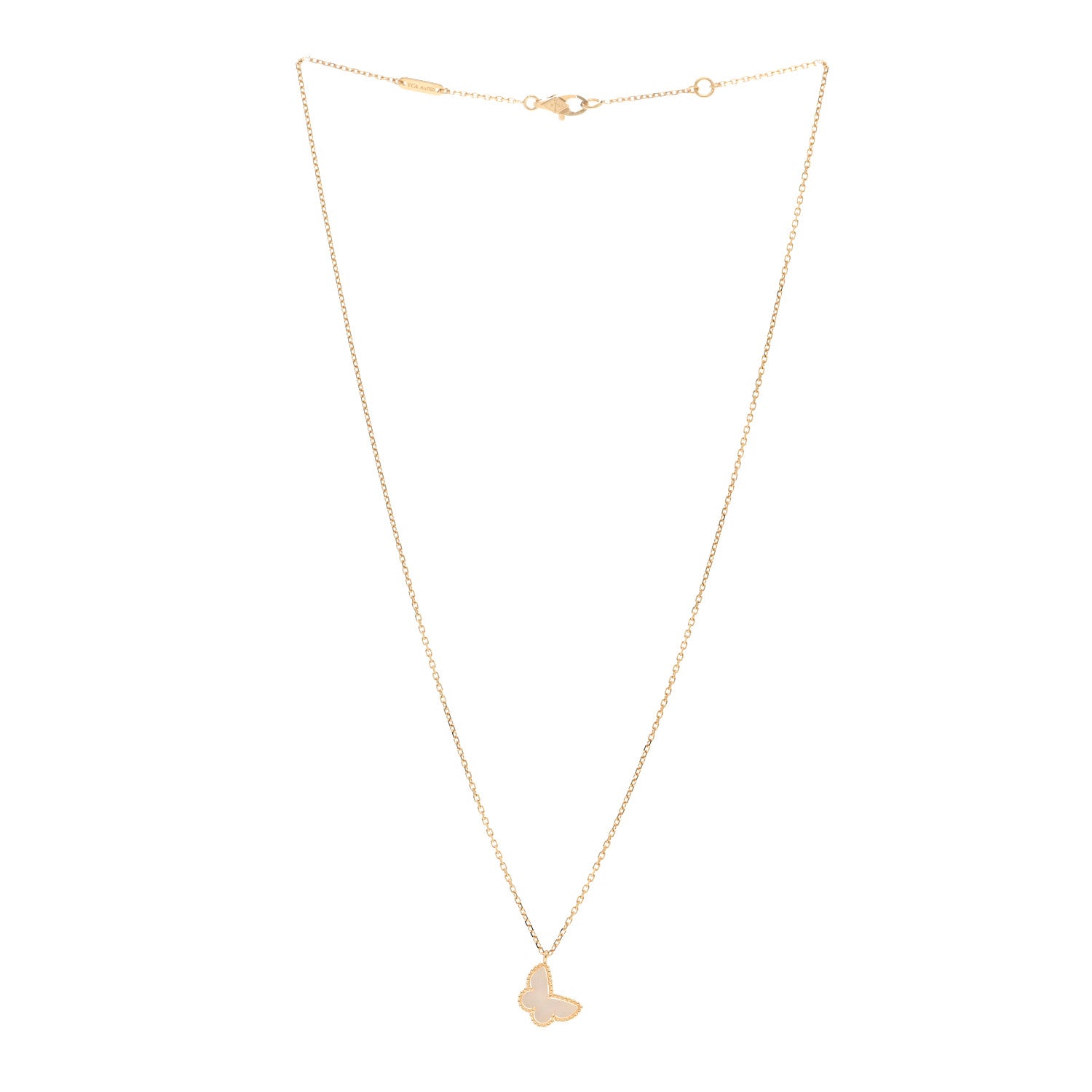 Van Cleef & Arpels 18K Yellow Gold Mother of Pearl Sweet Alhambra Butterfly Pendant Necklace 3 of 5