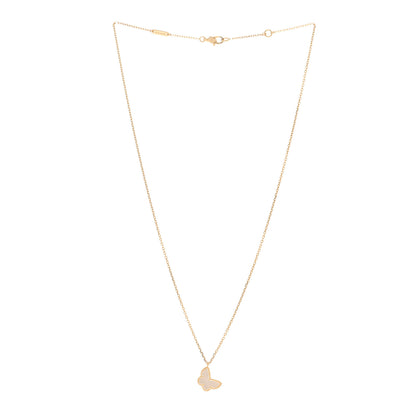 Van Cleef & Arpels 18K Yellow Gold Mother of Pearl Sweet Alhambra Butterfly Pendant Necklace 3 of 5