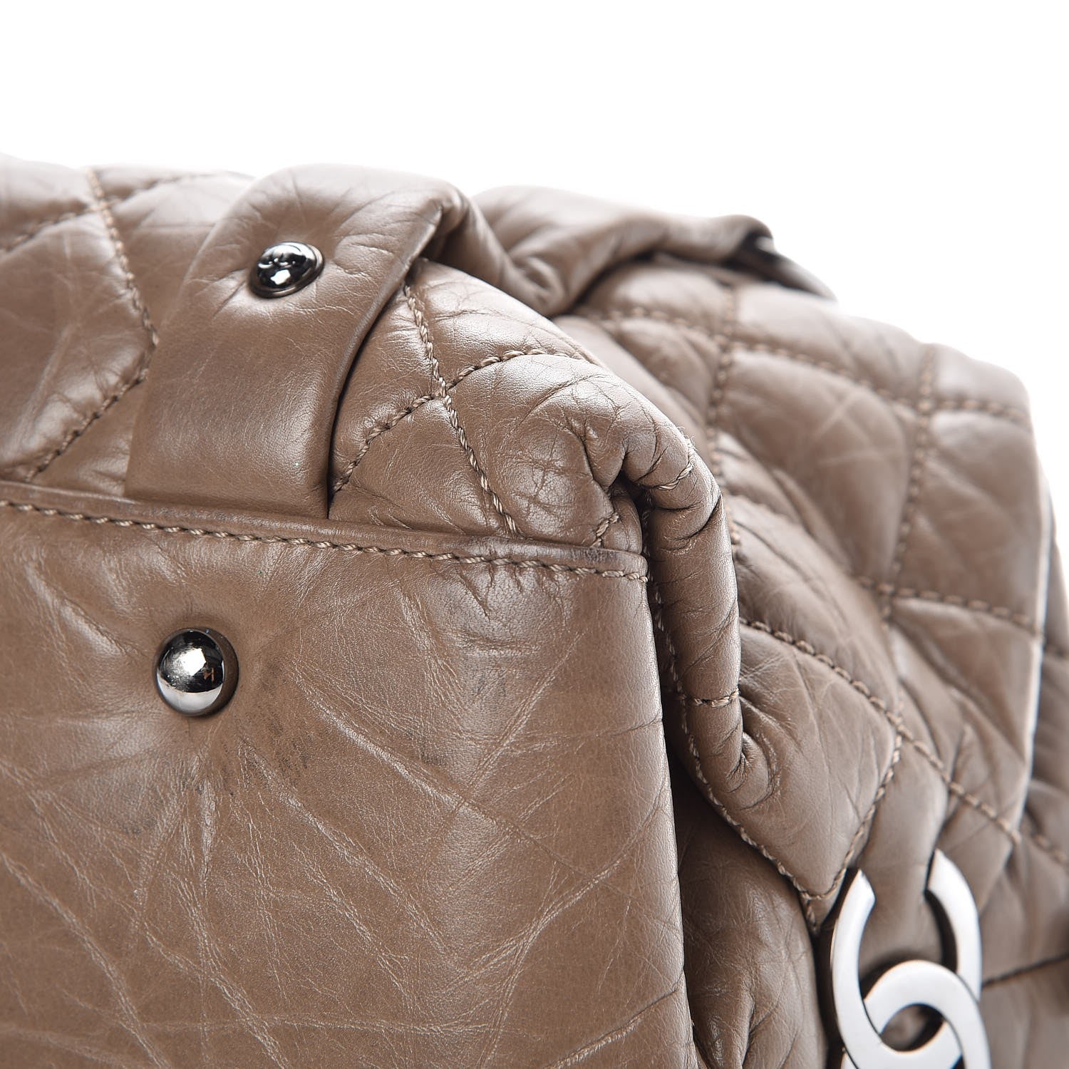 Chanel Distressed Lambskin Lady Braid Small Tote Taupe 14 of 15