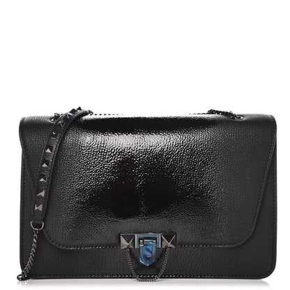 Valentino Garavani Patent Pebbled Calfskin Medium Rockstud Demilune Shoulder Bag Black 1 of 6