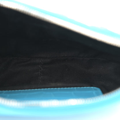 Balenciaga Extra Supple Calfskin Crocodile Embossed Crystal Mini Le Cagole Purse With Chain Cyan 4 of 10